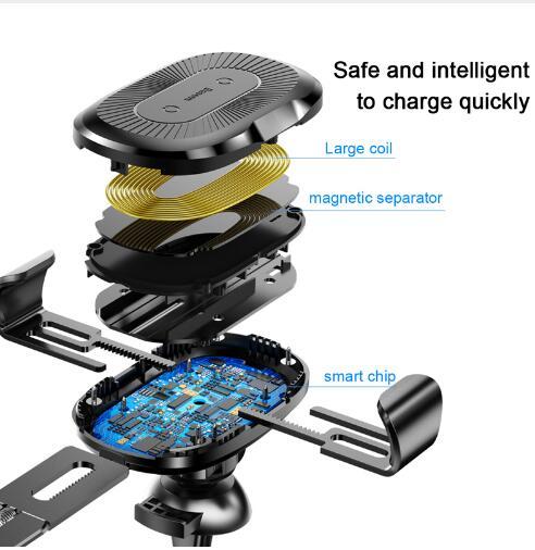 Gravity Auto-Locking Wireless Charging Car Mount – 2-in-1 Fast Charger + Phone Holder