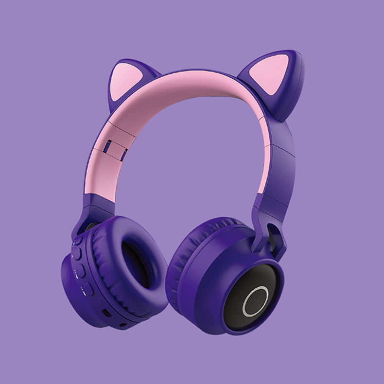 Cute Cat Ear Wireless Headphones – LED Light Bluetooth Headset with Mic for Kids & Teens