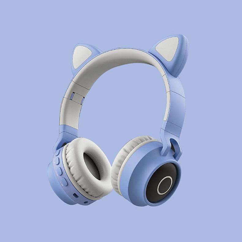 Cute Cat Ear Wireless Headphones – LED Light Bluetooth Headset with Mic for Kids & Teens