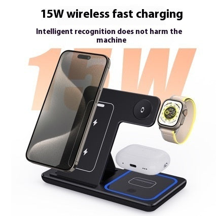 15W 3-in-1 Wireless Charging Stand – Fast Qi Charger for Phone, Smartwatch & Earbuds