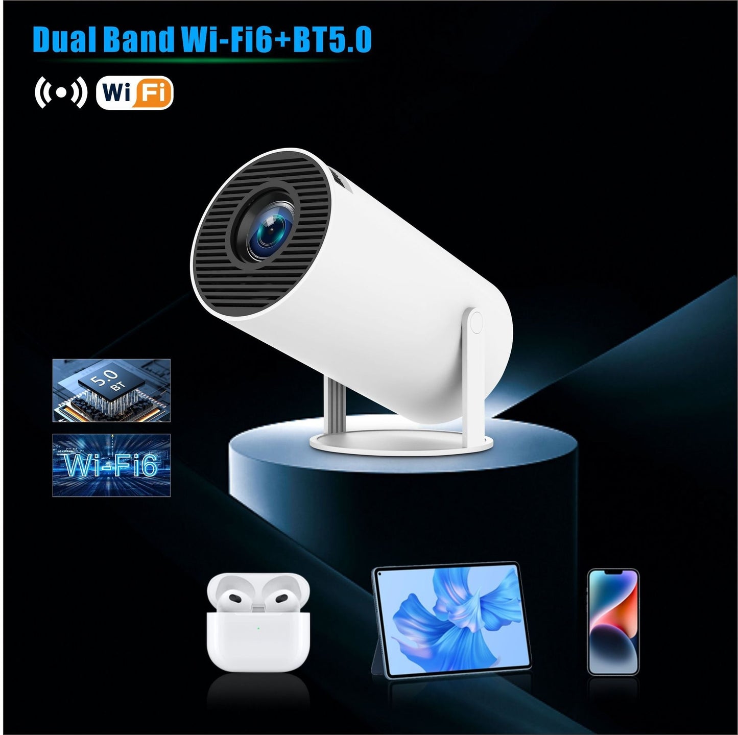 HY300 Pro Mini Projector – Home Theater, 130" Display, WiFi, HDMI, Bluetooth