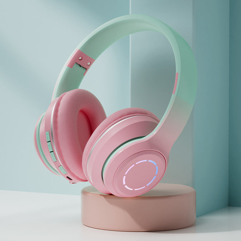 Gradient Foldable Wireless Headphones with Mic – Stylish Bluetooth Over-Ear Headset