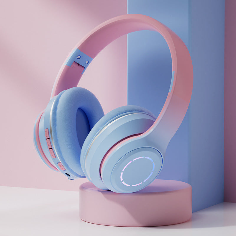 Gradient Foldable Wireless Headphones with Mic – Stylish Bluetooth Over-Ear Headset