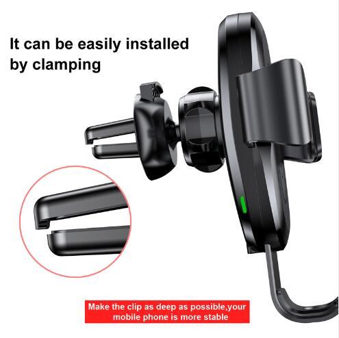 Gravity Auto-Locking Wireless Charging Car Mount – 2-in-1 Fast Charger + Phone Holder