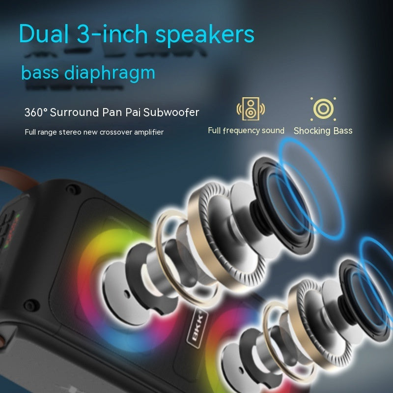 Portable Bluetooth Party Speaker with Color Lights and Karaoke Mode