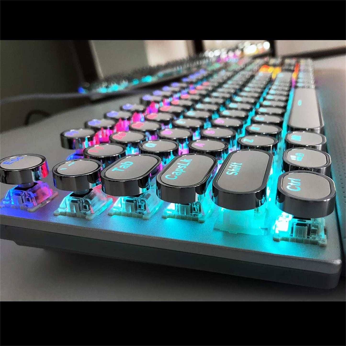 Retro Mechanical Wired Gaming Keyboard – Green Axis Switch, RGB Backlit, PC & Laptop Compatible