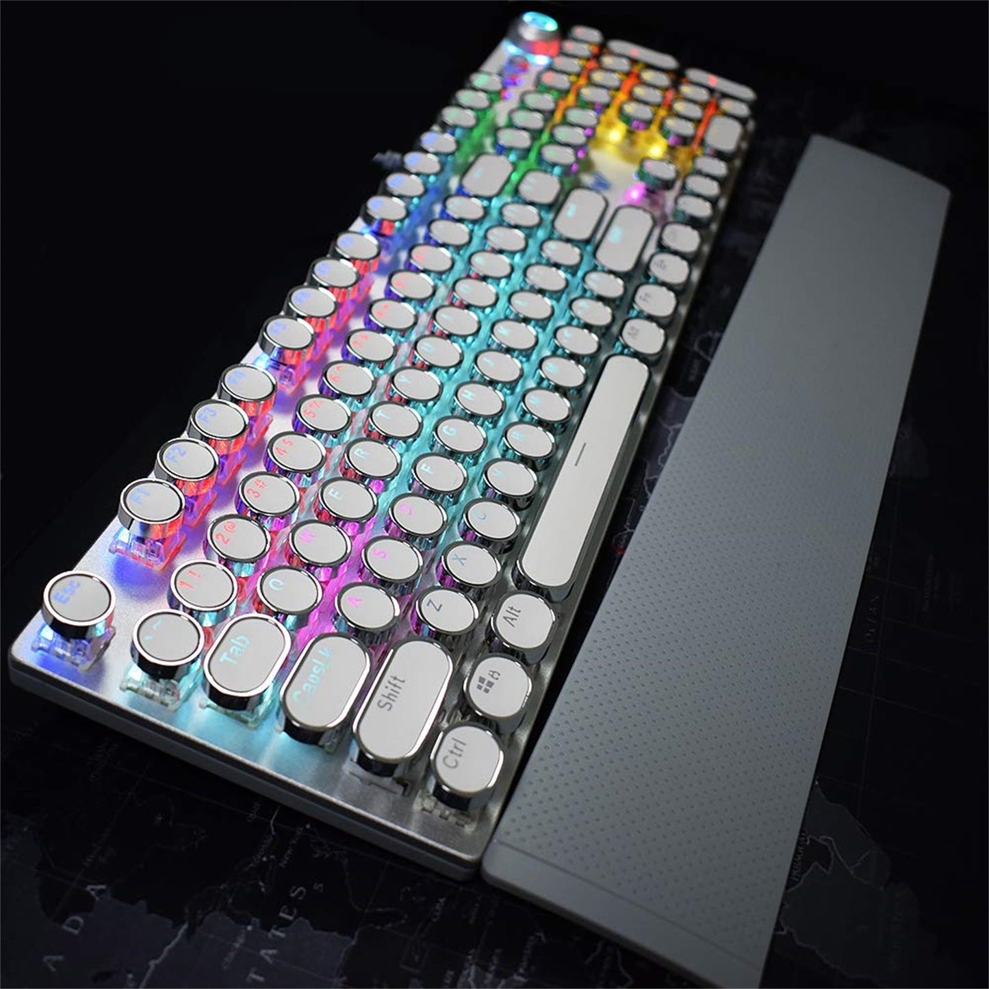 Retro Mechanical Wired Gaming Keyboard – Green Axis Switch, RGB Backlit, PC & Laptop Compatible
