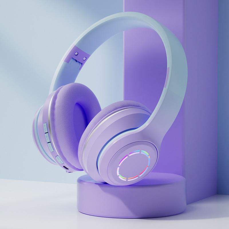 Gradient Foldable Wireless Headphones with Mic – Stylish Bluetooth Over-Ear Headset