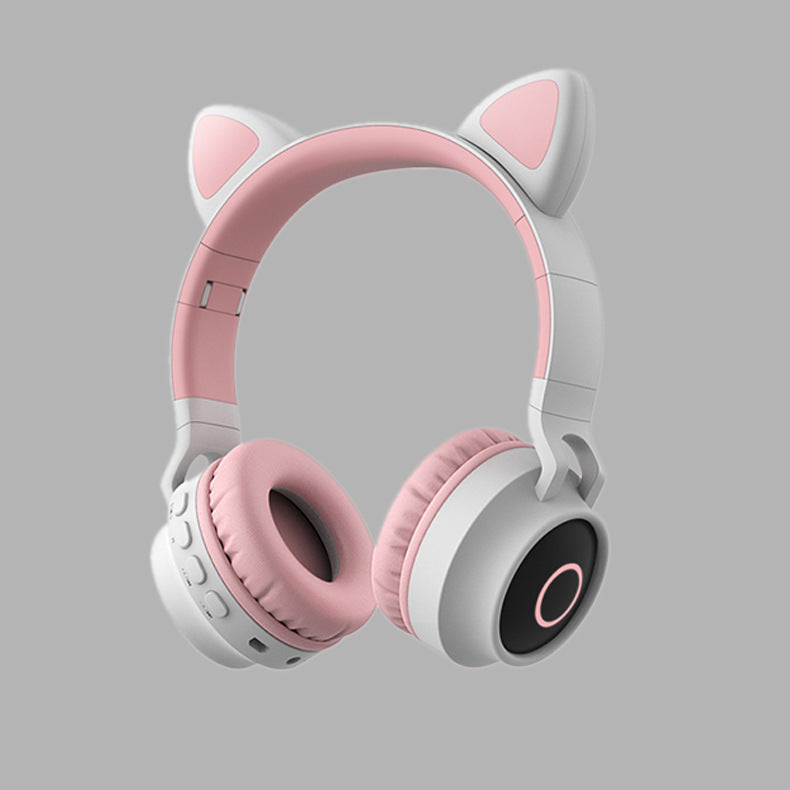 Cute Cat Ear Wireless Headphones – LED Light Bluetooth Headset with Mic for Kids & Teens