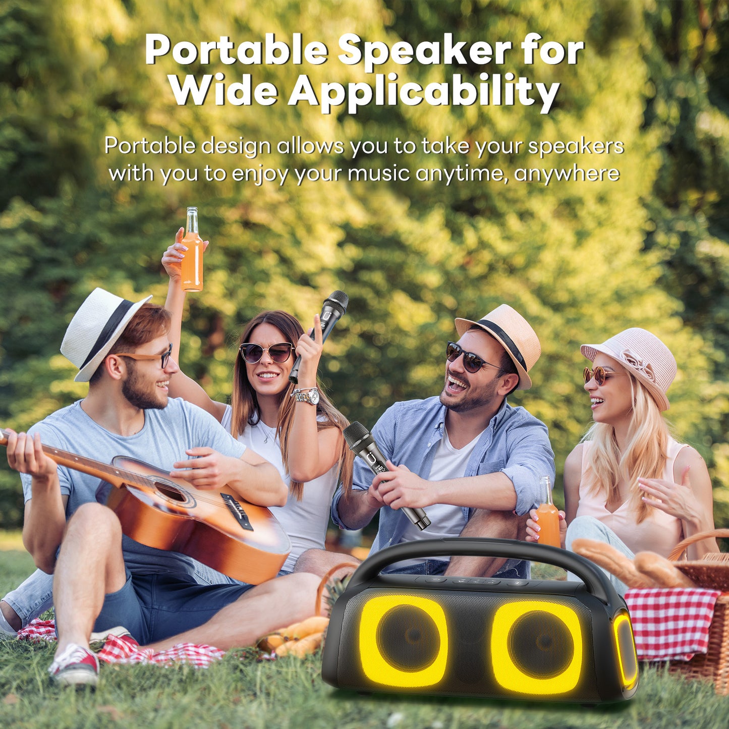 JYX D19 Bluetooth Party Speaker with RGB Lights & 2 Wireless Microphones – Ships to USA Only