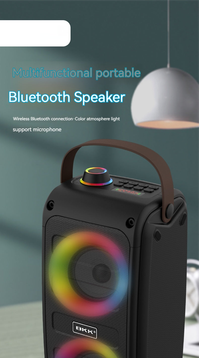 Portable Bluetooth Party Speaker with Color Lights and Karaoke Mode