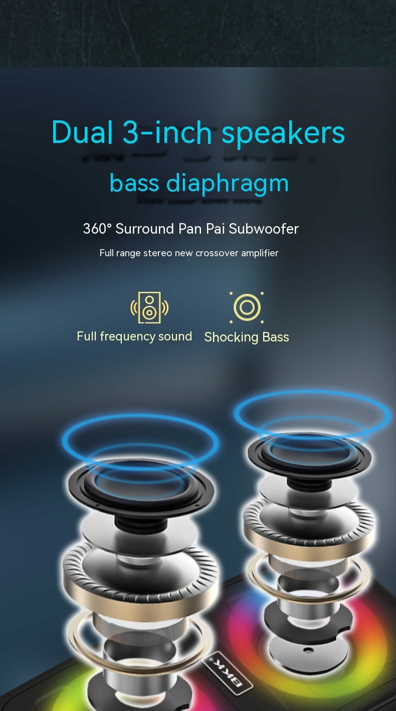 Portable Bluetooth Party Speaker with Color Lights and Karaoke Mode