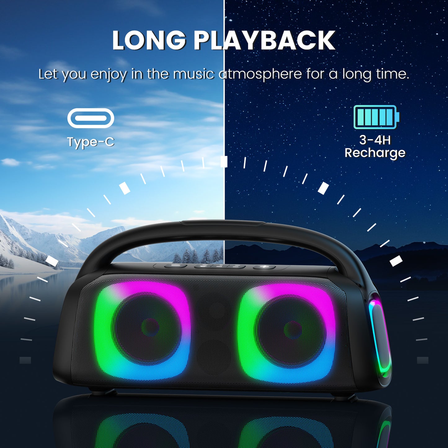 JYX D19 Bluetooth Party Speaker with RGB Lights & 2 Wireless Microphones – Ships to USA Only
