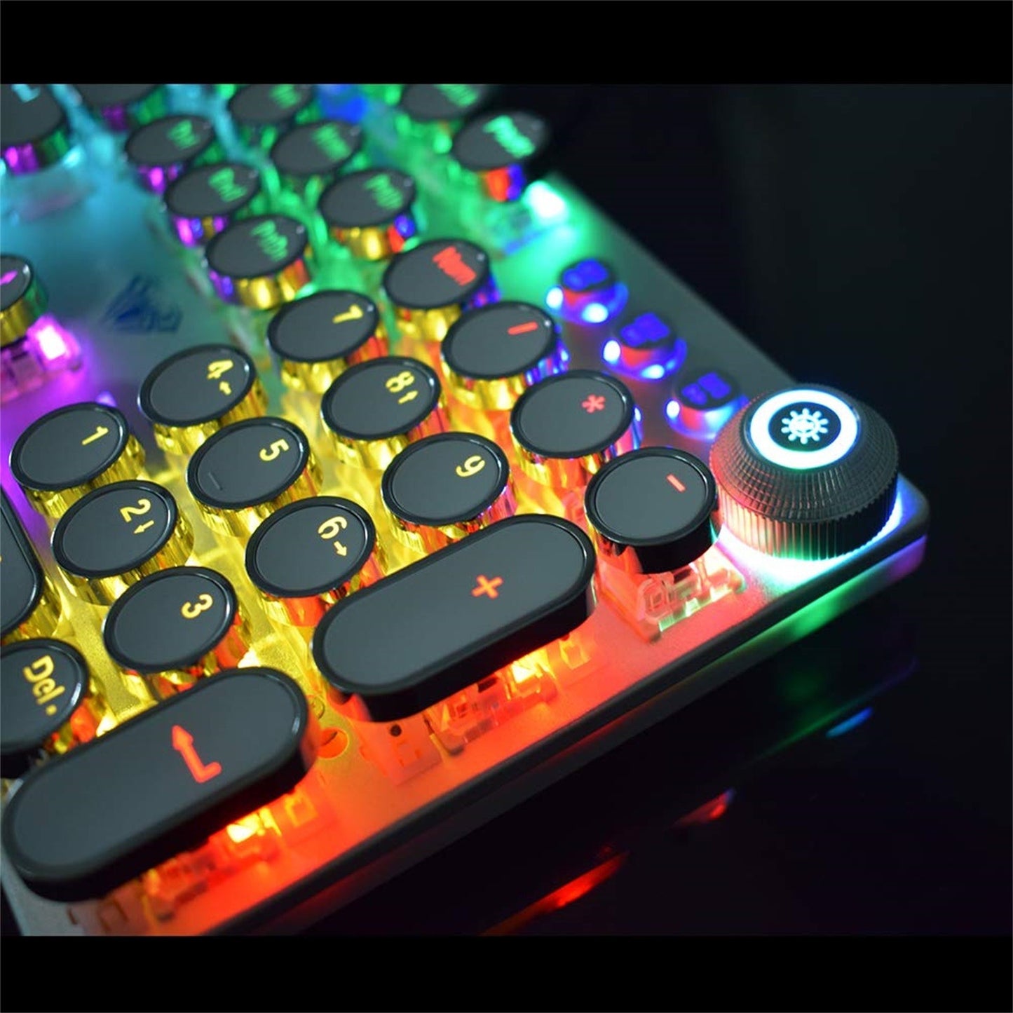 Retro Mechanical Wired Gaming Keyboard – Green Axis Switch, RGB Backlit, PC & Laptop Compatible
