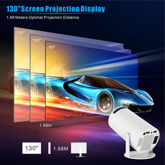 HY300 Pro Mini Projector – Home Theater, 130" Display, WiFi, HDMI, Bluetooth