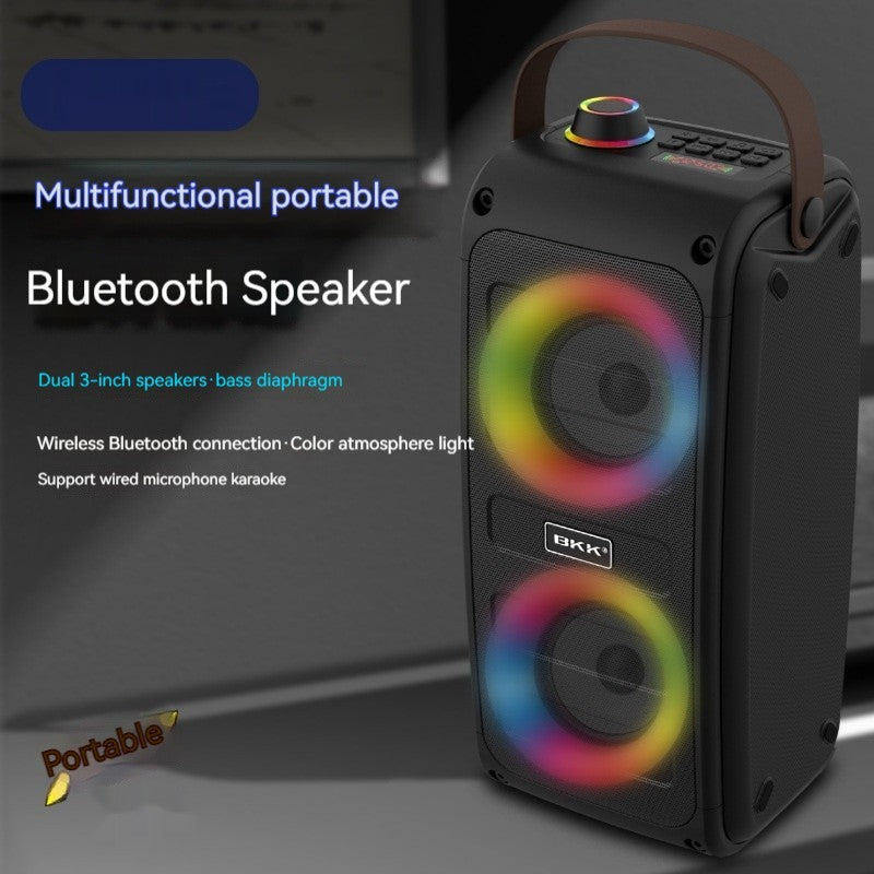 Portable Bluetooth Party Speaker with Color Lights and Karaoke Mode