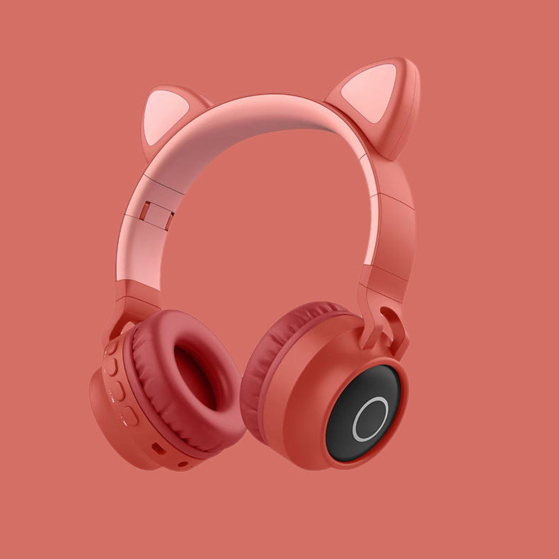 Cute Cat Ear Wireless Headphones – LED Light Bluetooth Headset with Mic for Kids & Teens