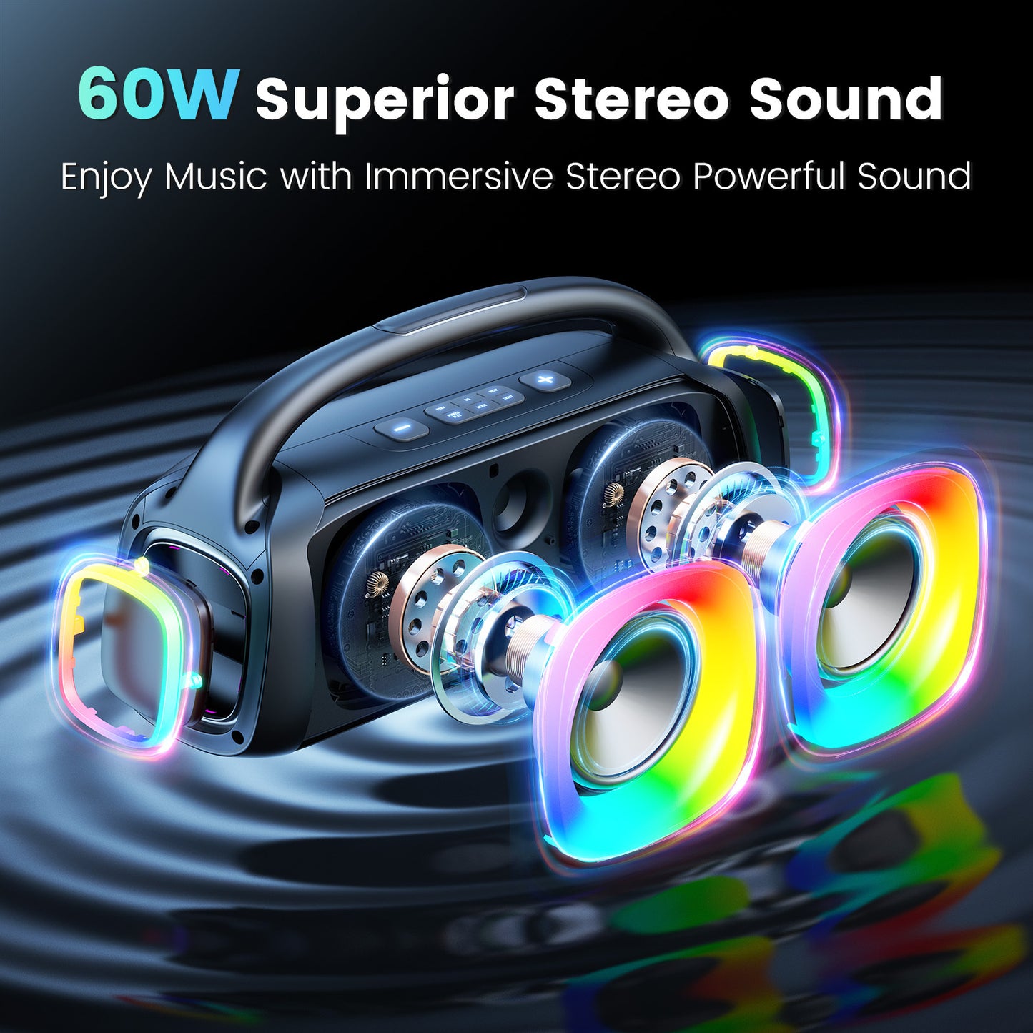 JYX D19 Bluetooth Party Speaker with RGB Lights & 2 Wireless Microphones – Ships to USA Only