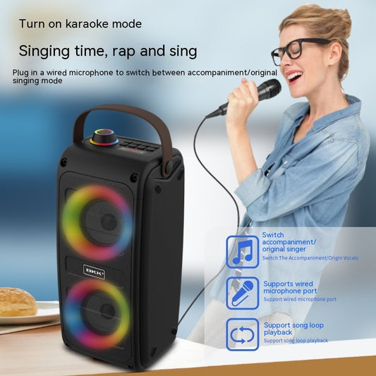 Portable Bluetooth Party Speaker with Color Lights and Karaoke Mode