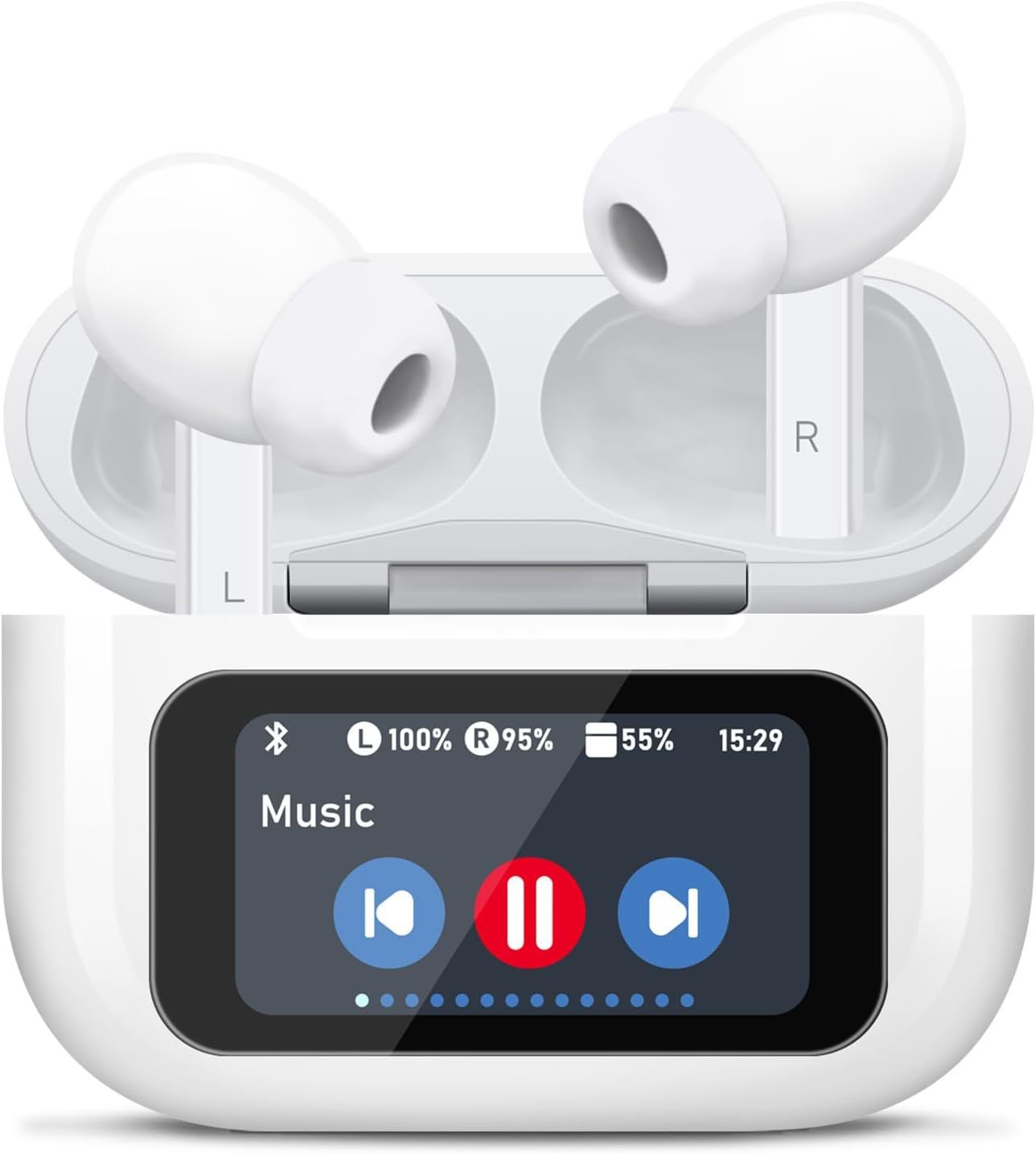 Wireless Fitness Earbuds – Bluetooth 5.4, Touchscreen Case, ANC Noise Cancelling, Mic | iOS & Android Compatible