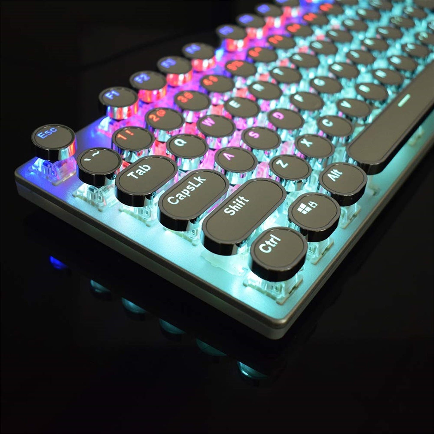 Retro Mechanical Wired Gaming Keyboard – Green Axis Switch, RGB Backlit, PC & Laptop Compatible